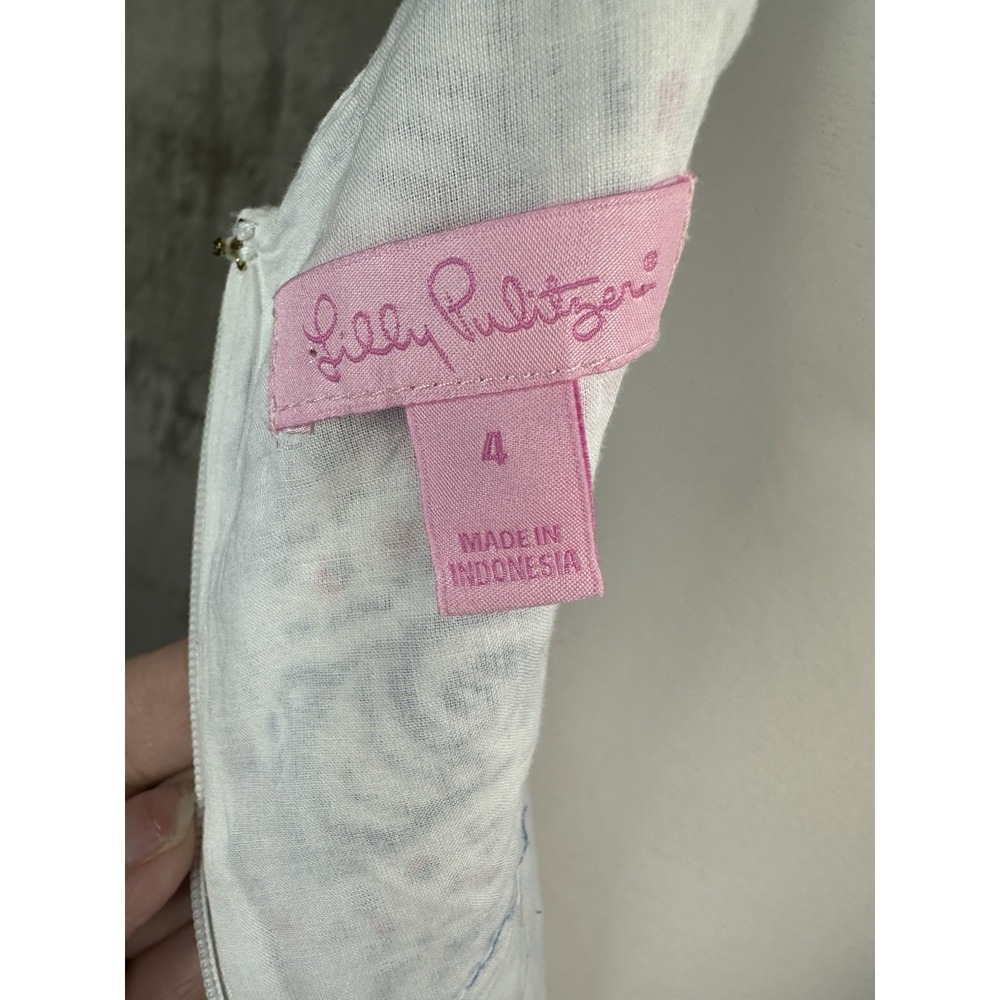 Lilly Pulitzer Womens Delia Starfish Print Blue Pink Shift Dress Size 4 - Picture 3 of 13